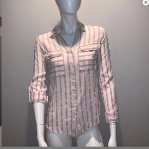 Pale Pink and White Striped Button Down